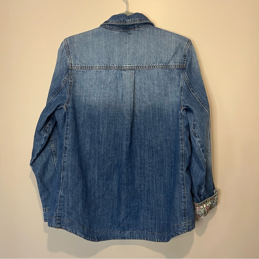 Curve appeal Jean jacket size Medium cotton denim top floral lining western - Picture 8 of 9